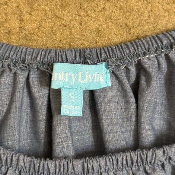 Embroidered Blue Peasant Style Top - Picture 6 of 6